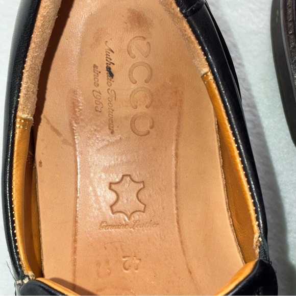 ECCO Men\'s Black Leather Slip-On Loafers Dress Shoes Size 42 Comfort Sole